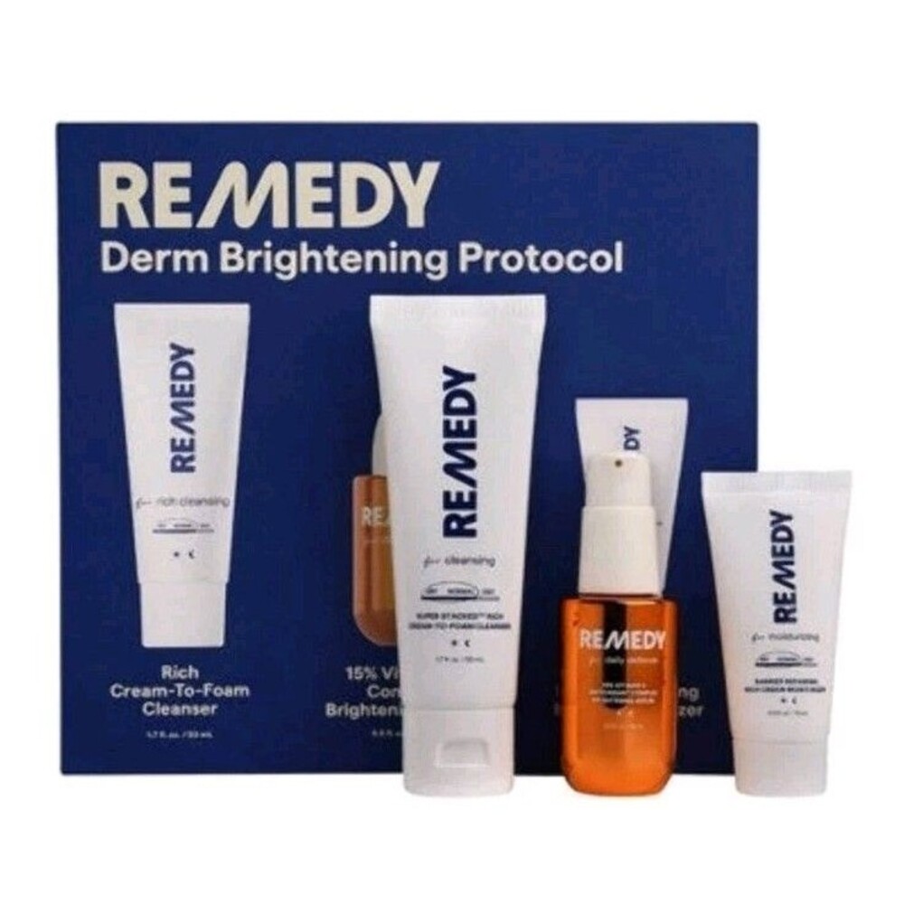 Remedy Skin Brightening 3-Piece Skincare Kit Gentle Cleanser Vitamin C Serum 2.7